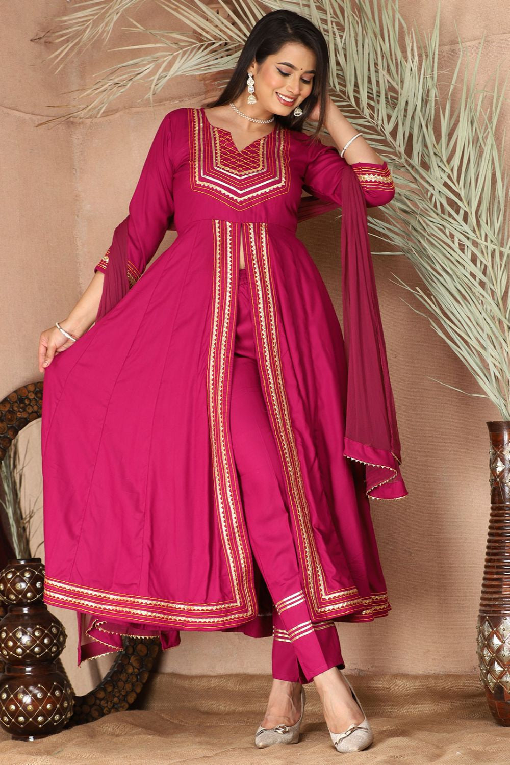 Pink Rayon Plus Size Indian Sangeet Salwar Kameez  SFSBR1108R