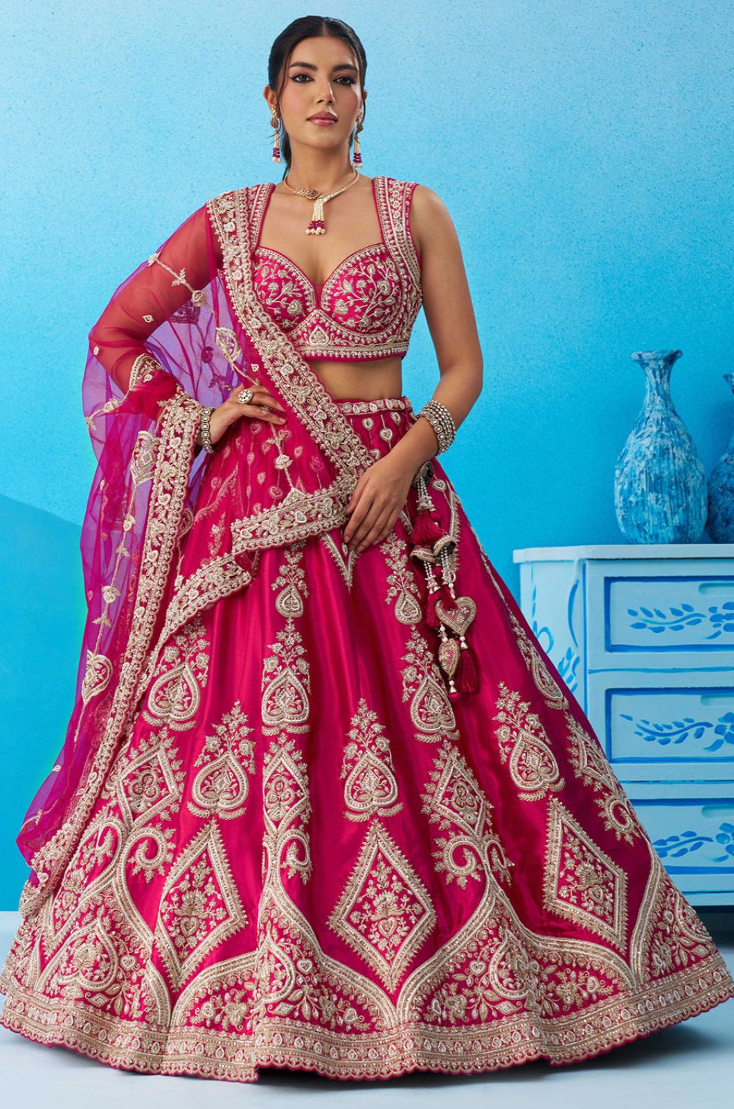 Rani Pink Silk Lehenga Choli - SFROY571815