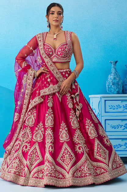 Rani Pink Silk Lehenga Choli - SFROY571815