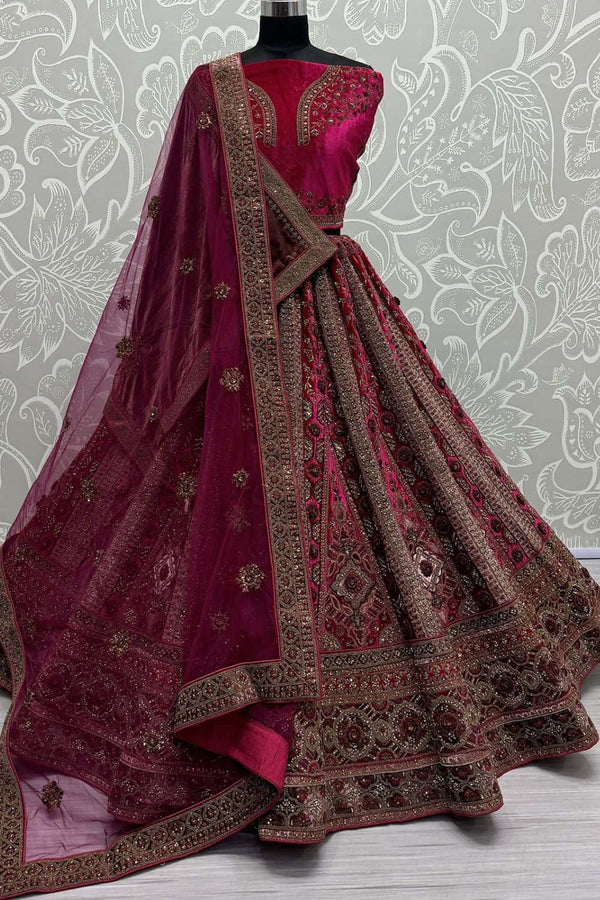 Pink Refined Velvet Engagement Lehenga Choli SFANJ3011
