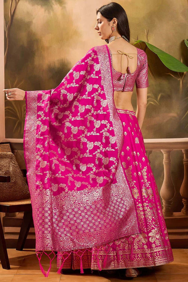 Rani Pink Banarasi Wedding Sangeet Lehenga Choli  SFSHV12208