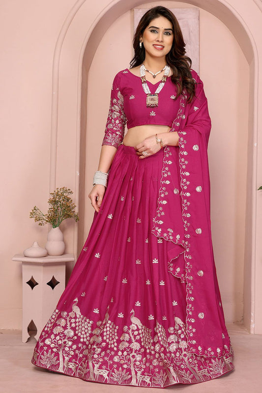 Pink Georgette Lehenga Choli - SFROY457901