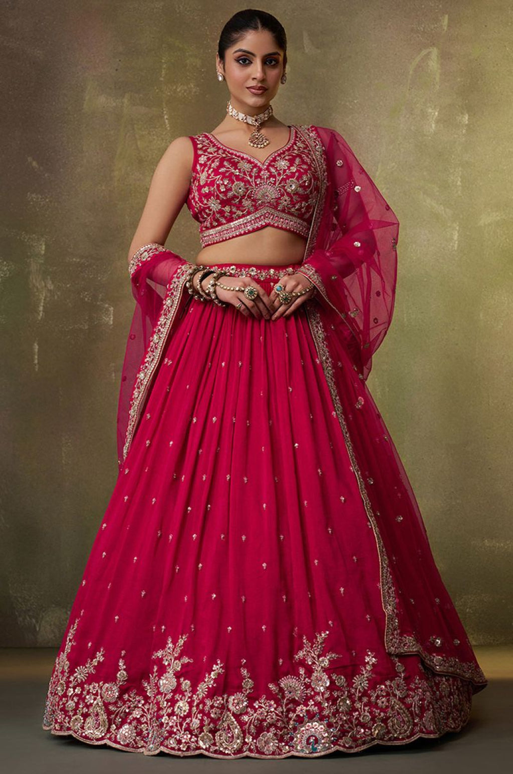 Pink Georgette Lehenga Choli - SFROY567706