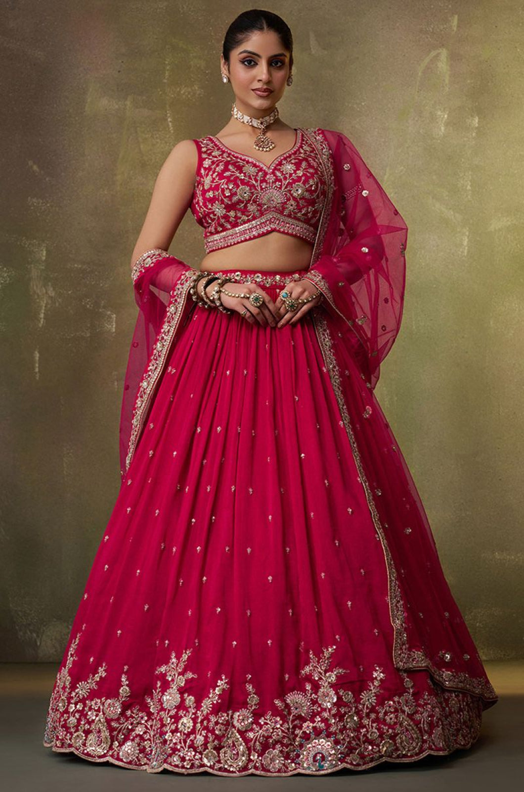 Pink Georgette Lehenga Choli - SFROY567706