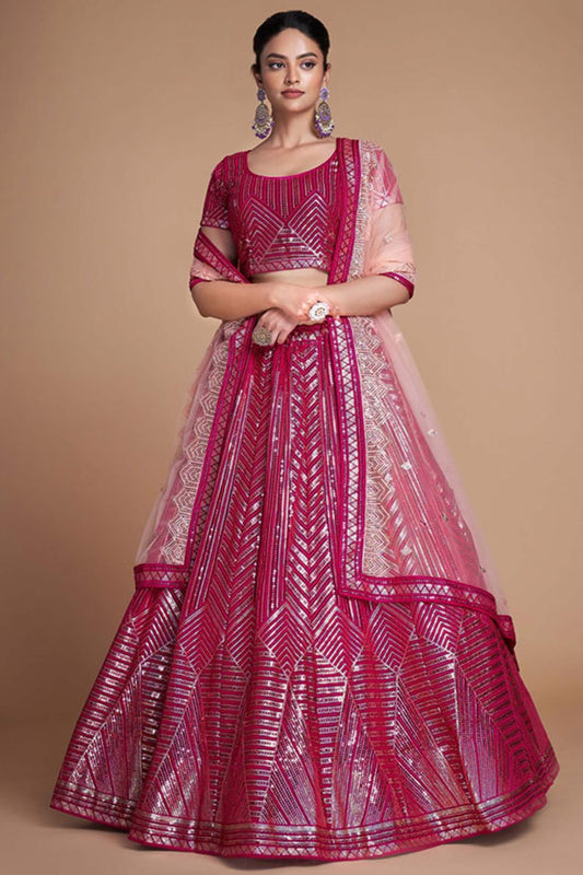 Pink Georgette Engagement Lehenga Choli Sparkle Work  SFARY18810