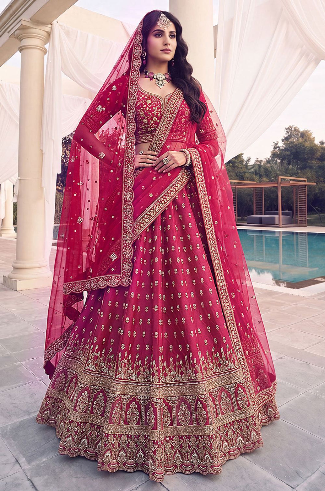 Rani Pink Silk Lehenga Choli - SFANJ3454