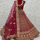 Pink Heavy Indian Wedding Leheng Choli In Velvet SFANJ2191