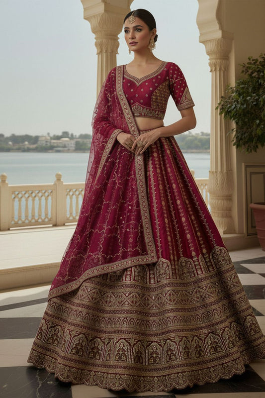 Pink Silk Lehenga Choli - SFANJ3223