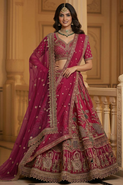 Pink Silk Lehenga Choli - SFANJ3226