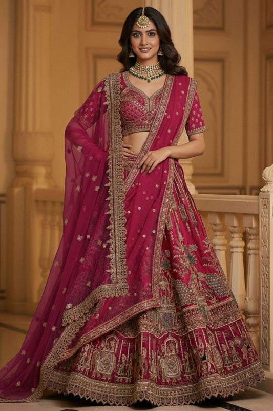 Pink Silk Lehenga Choli - SFANJ3226