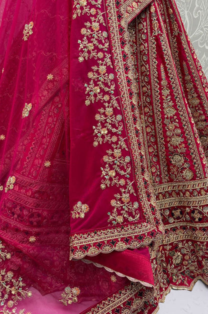 Pink Silk Bridal Lehenga Choli Set SFANJ3173