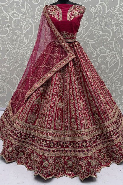 Pink Silk Bridal Lehenga Choli Set SFANJ3173