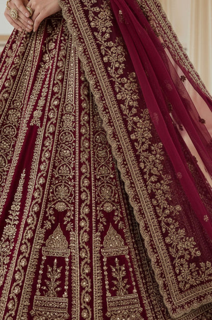 Pink Silk Bridal Lehenga Choli Set SFANJ3173