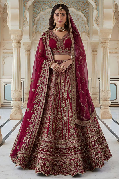 Pink Silk Bridal Lehenga Choli Set SFANJ3173