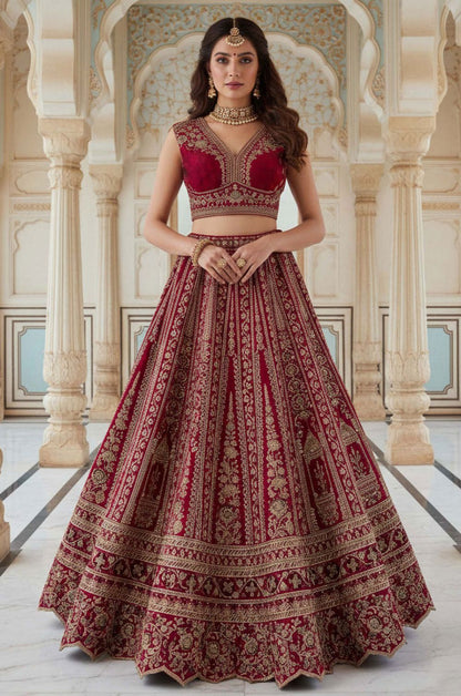 Pink Silk Bridal Lehenga Choli Set SFANJ3173