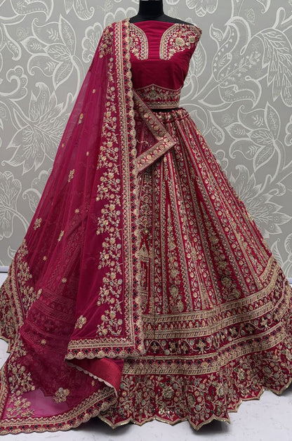Pink Silk Bridal Lehenga Choli Set SFANJ3173