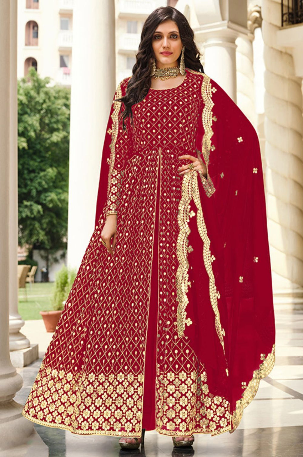 Off White Georgette Salwar Kameez - SFSA344004D