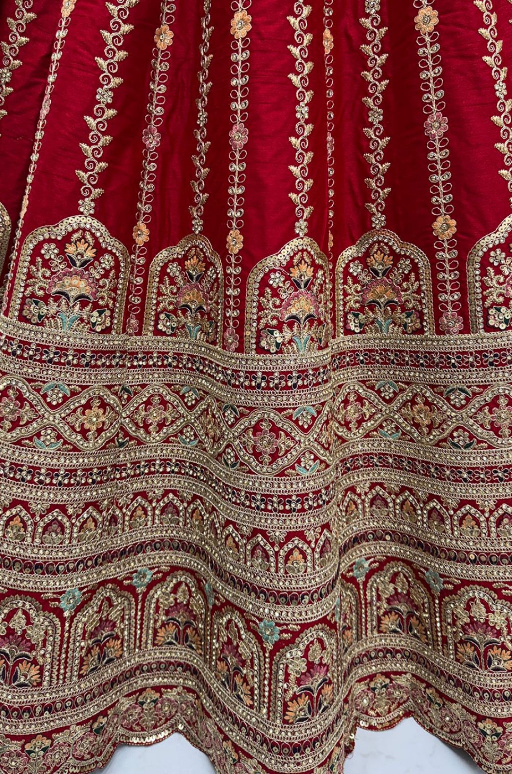 Red Silk Lehenga Choli - SFANJ3225