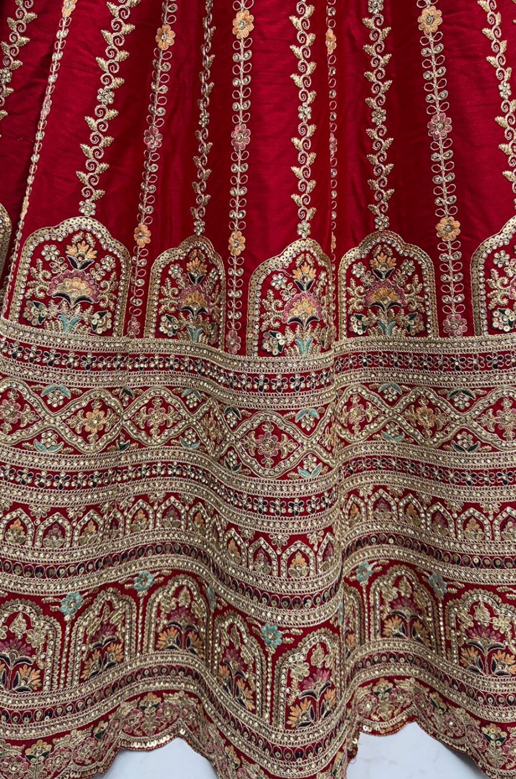 Red Silk Lehenga Choli - SFANJ3225