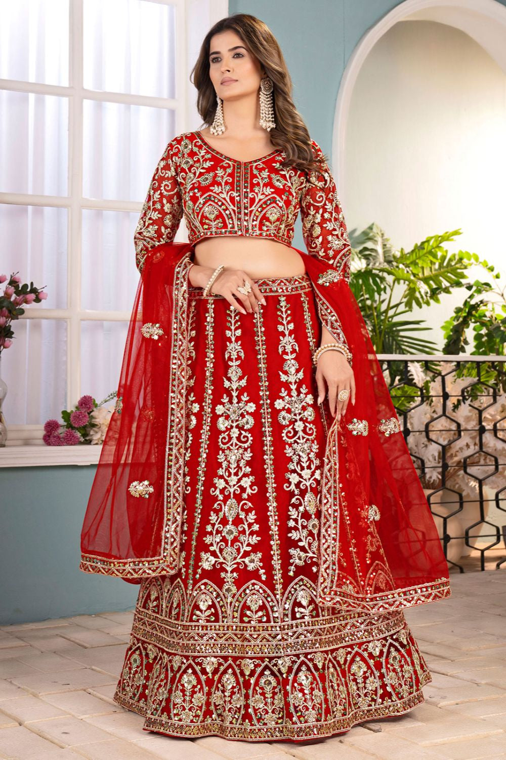 Purple Net Wedding Lehenga Choli Set SFRELS5607