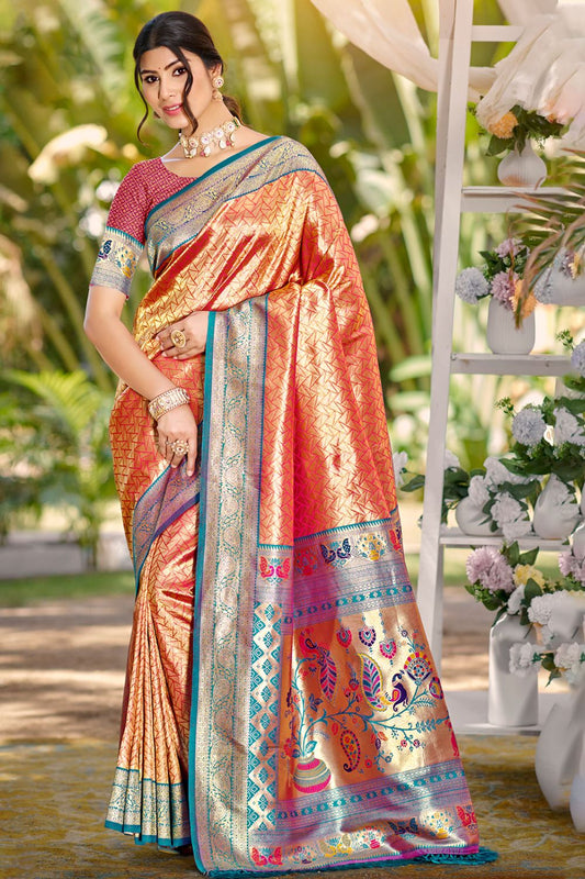 Red Kanjivaram Silk Wedding Sarees With Blouse  SFSGM119003