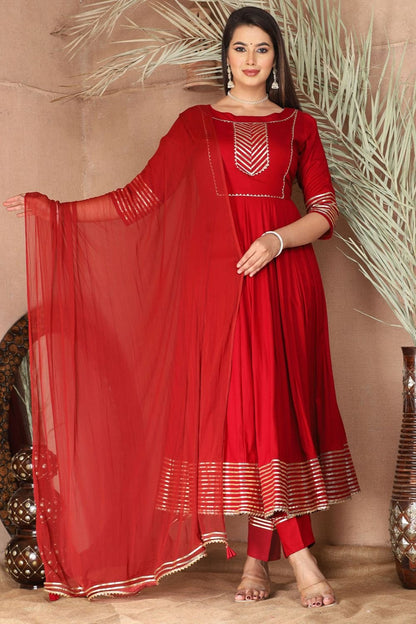 Red Rayon Plus Size Wedding Salwar Kameez SFSBR1210R