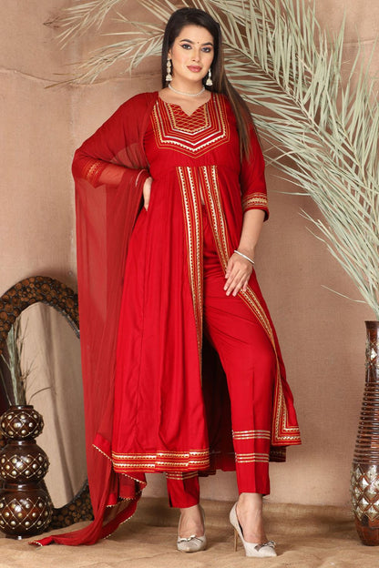 Red Rayon Plus Size Indian Sangeet Salwar Kameez  SFSBR1109R