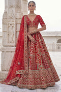 Red Silk Lehenga Choli - SFANJ3436