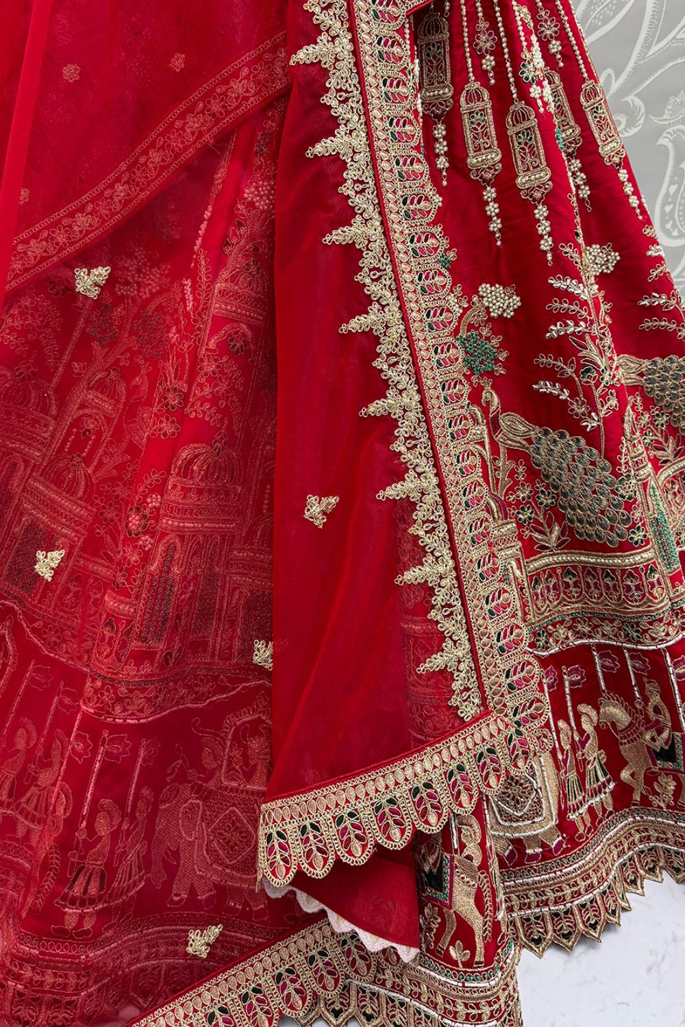 Red Silk Lehenga Choli - SFANJ3227