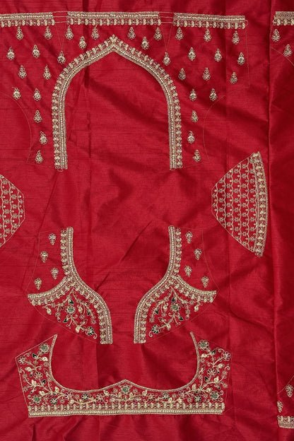 Red Silk Lehenga Choli - SFANJ3227