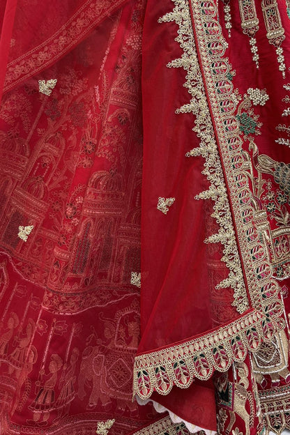Red Silk Lehenga Choli - SFANJ3227