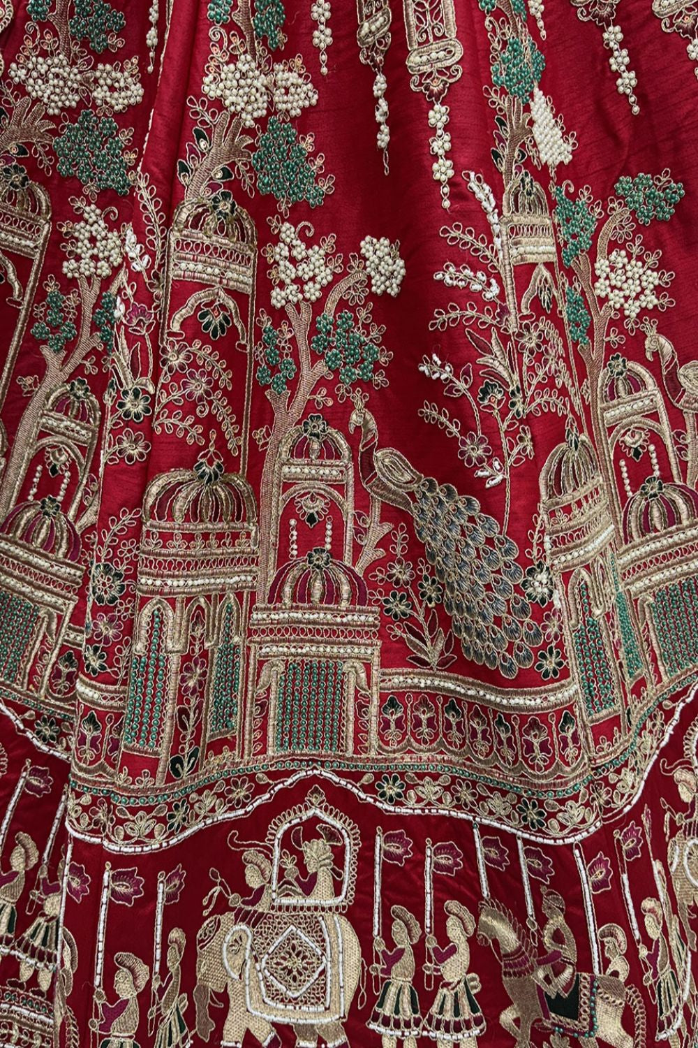 Red Silk Lehenga Choli - SFANJ3227