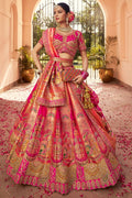 Pink Banarasi Bridal Lehenga Choli In Zarkan Cut Work SFSJDN30801