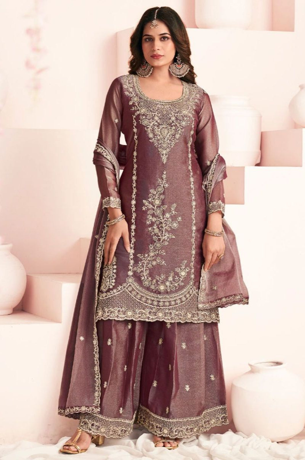 Brown Silk Salwar Kameez - SFYS172701R