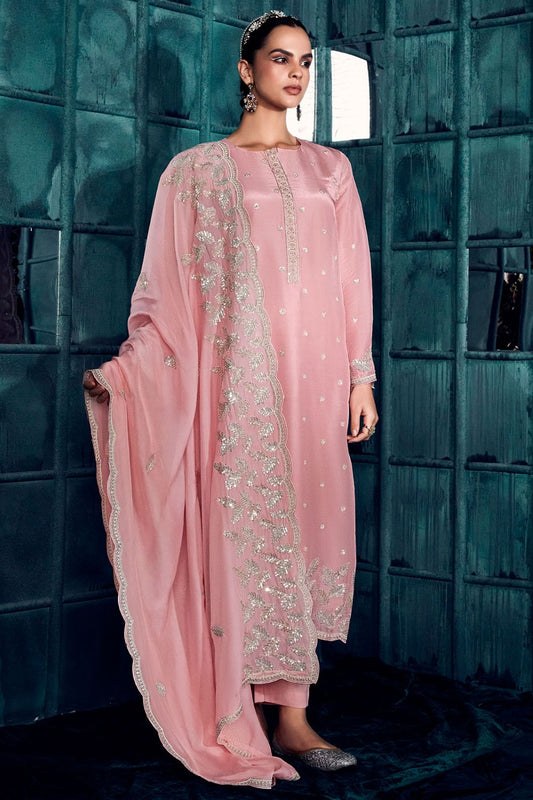 Plus Size Turkish Rose Pink Salwar Suit In Silk SFYS118606