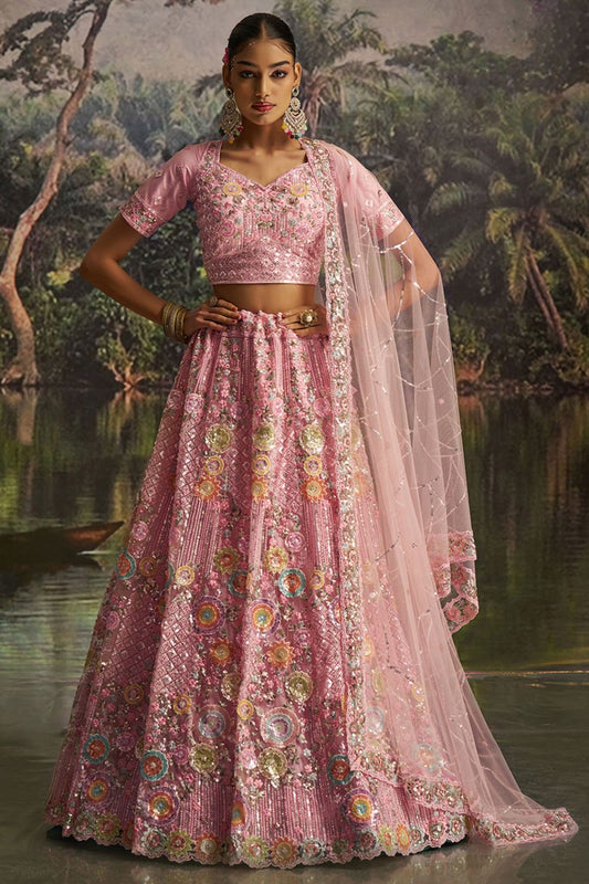 Pink Net Lehenga Choli  SFARY22807