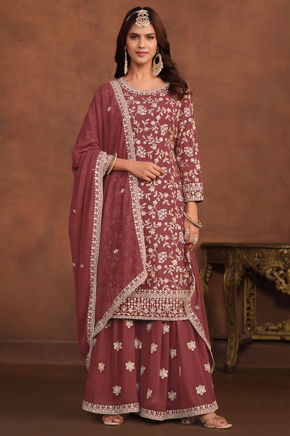 Brown Georgette Salwar Kameez - SFDFS26704