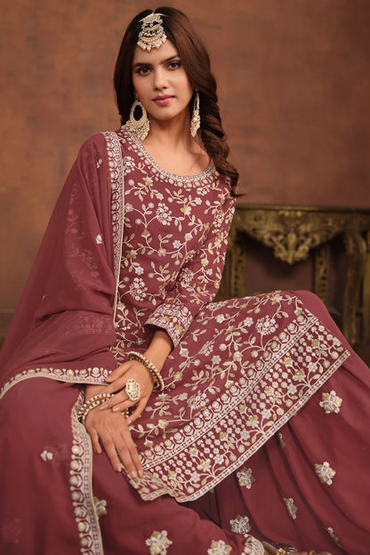 Brown Georgette Salwar Kameez - SFDFS26704