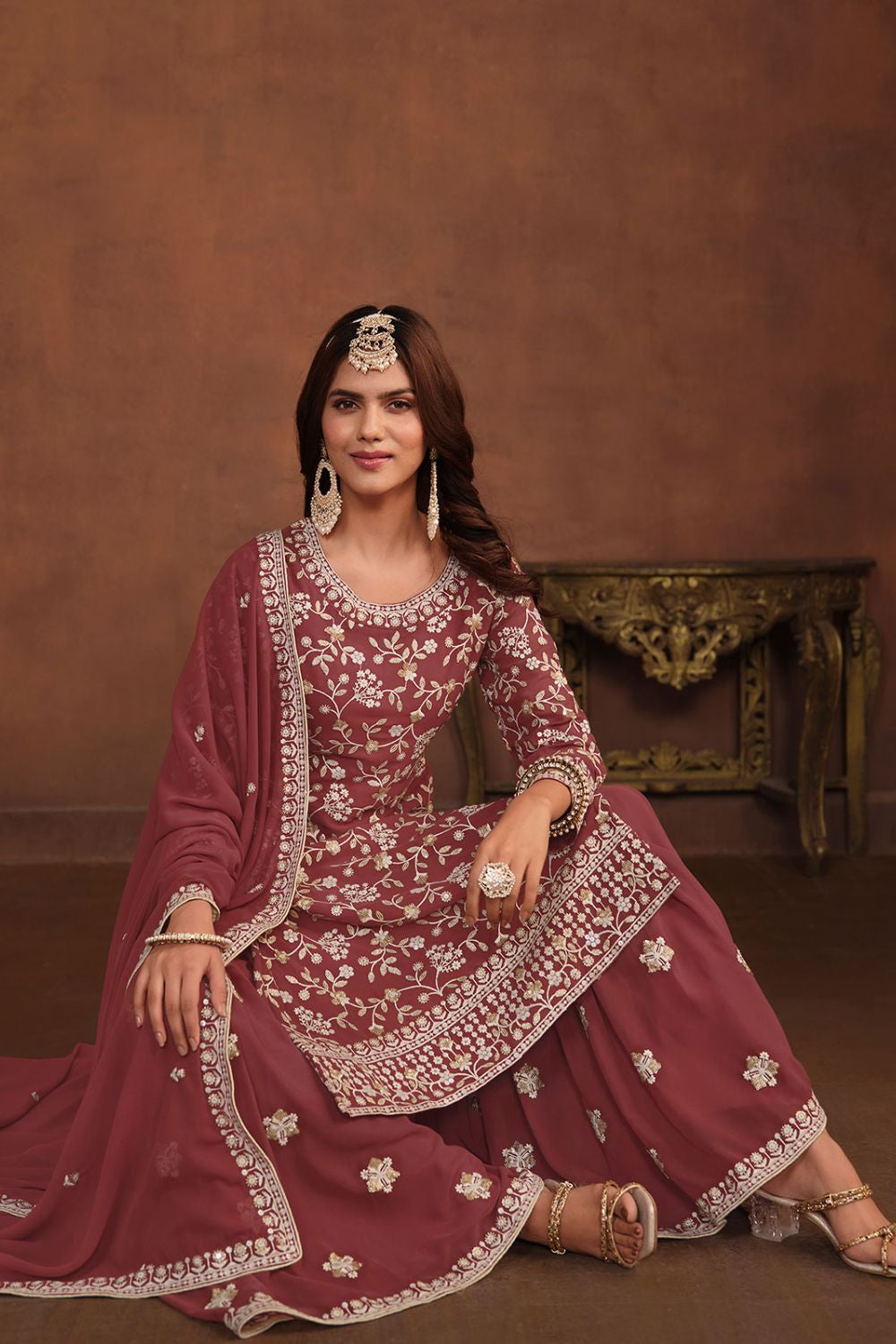 Brown Georgette Salwar Kameez - SFDFS26704