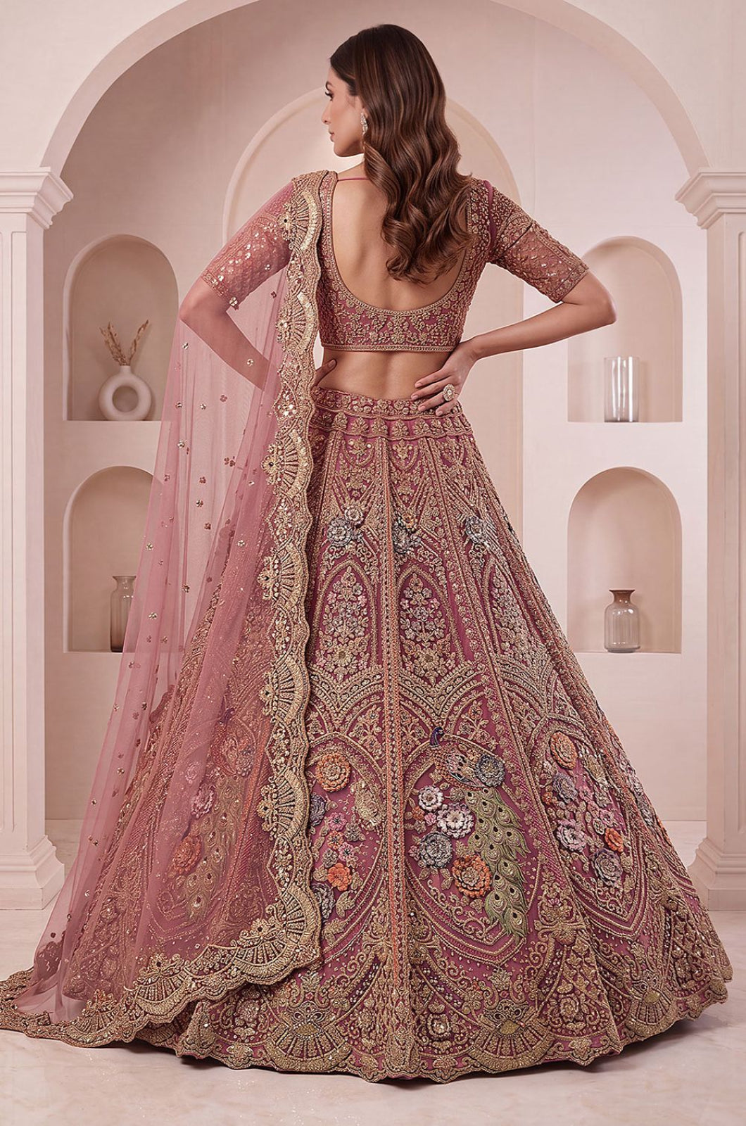 Brown Net Lehenga Choli - SFANJ3461