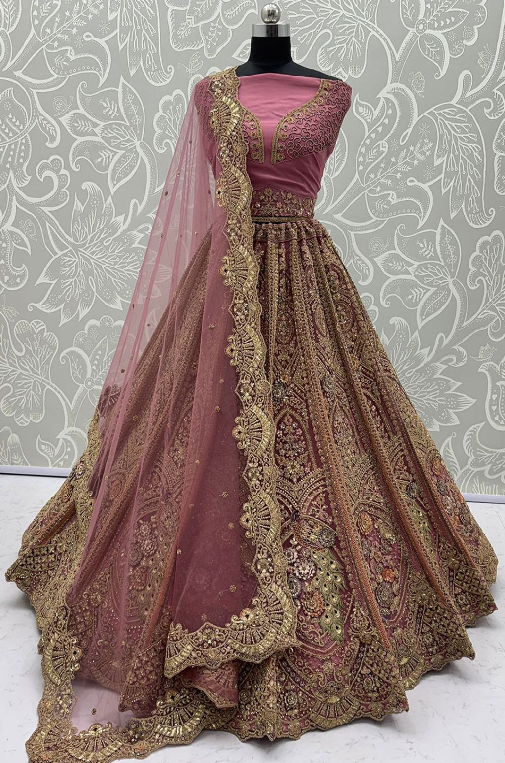 Brown Net Lehenga Choli - SFANJ3461