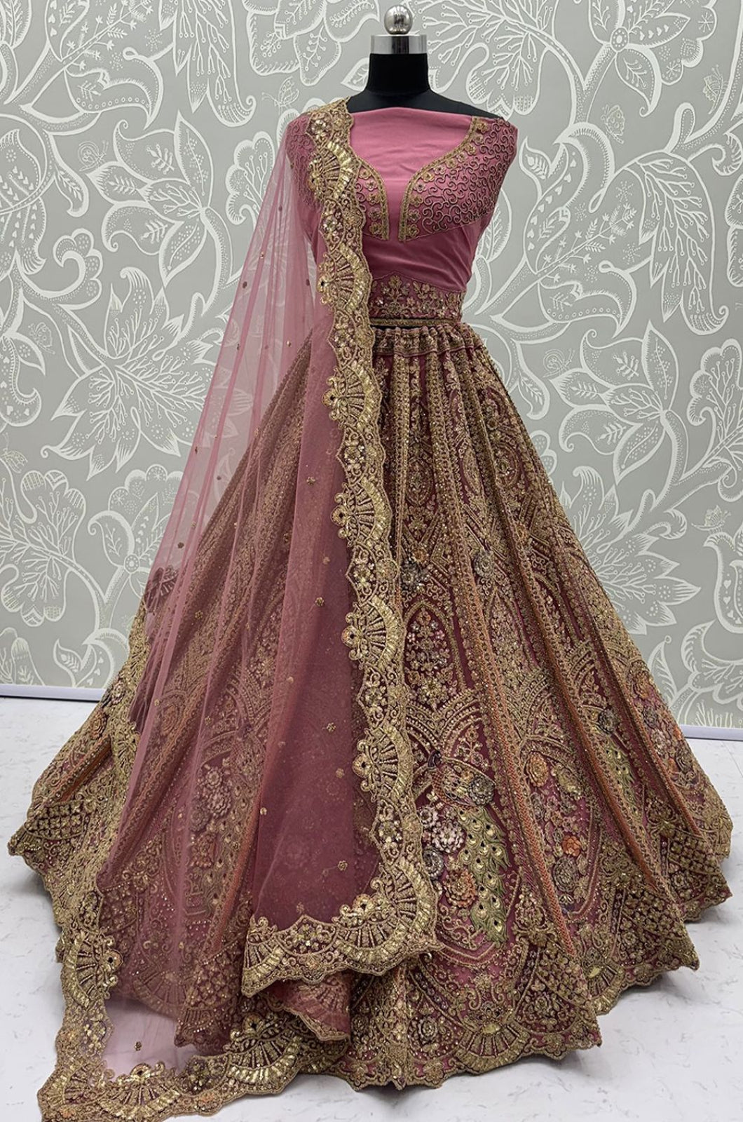 Brown Net Lehenga Choli - SFANJ3461