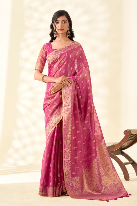 Pink Tissue Sarees - SFSJDN31603