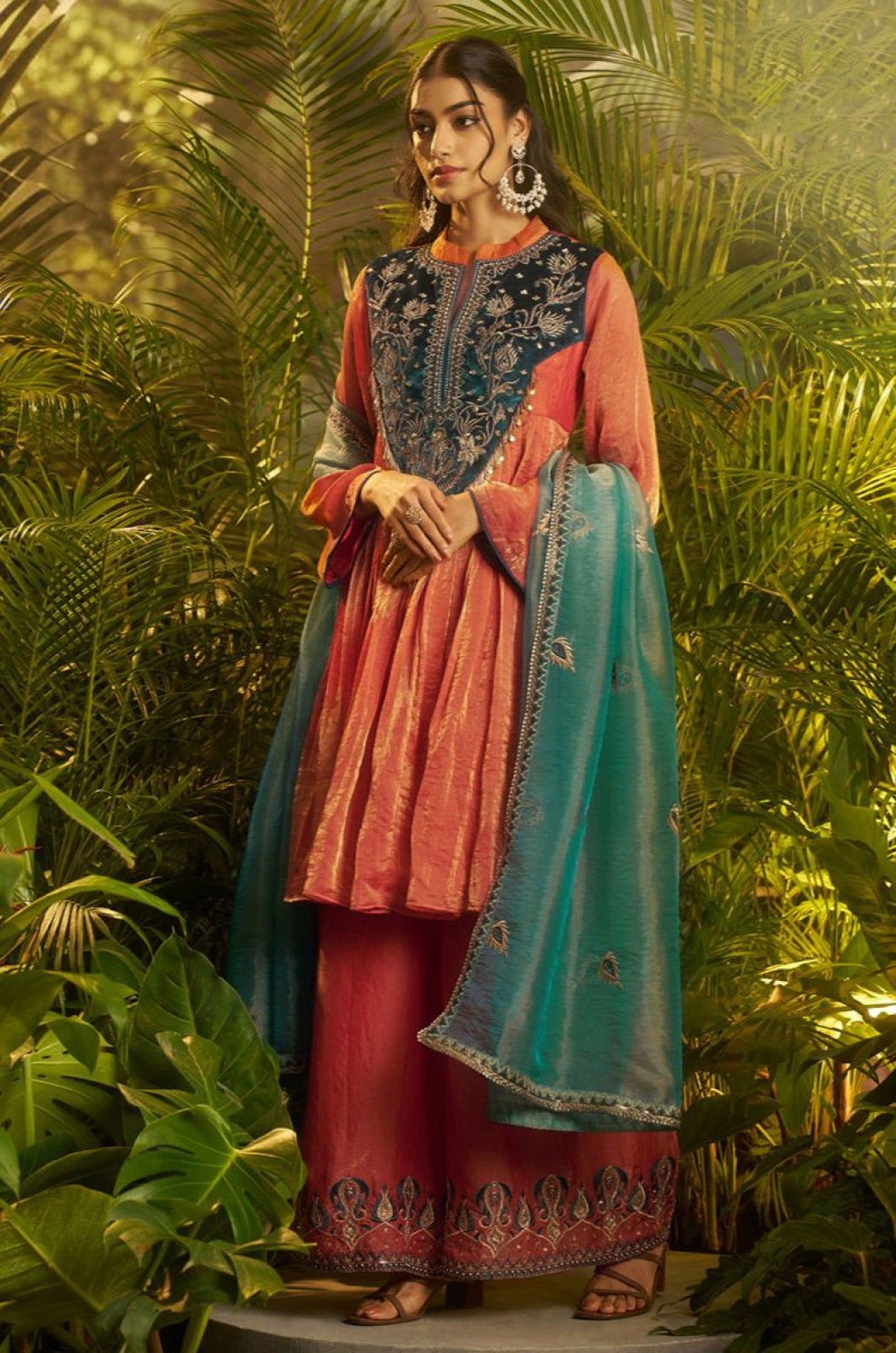 Orange Organza Salwar Kameez - SFSA565901R
