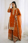 Orange Silk Salwar Kameez - SFFK38801R