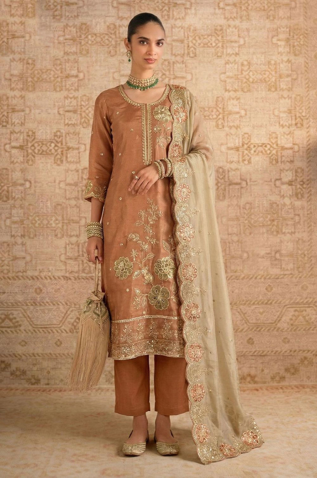 Orange Silk Salwar Kameez - SFSA561104R