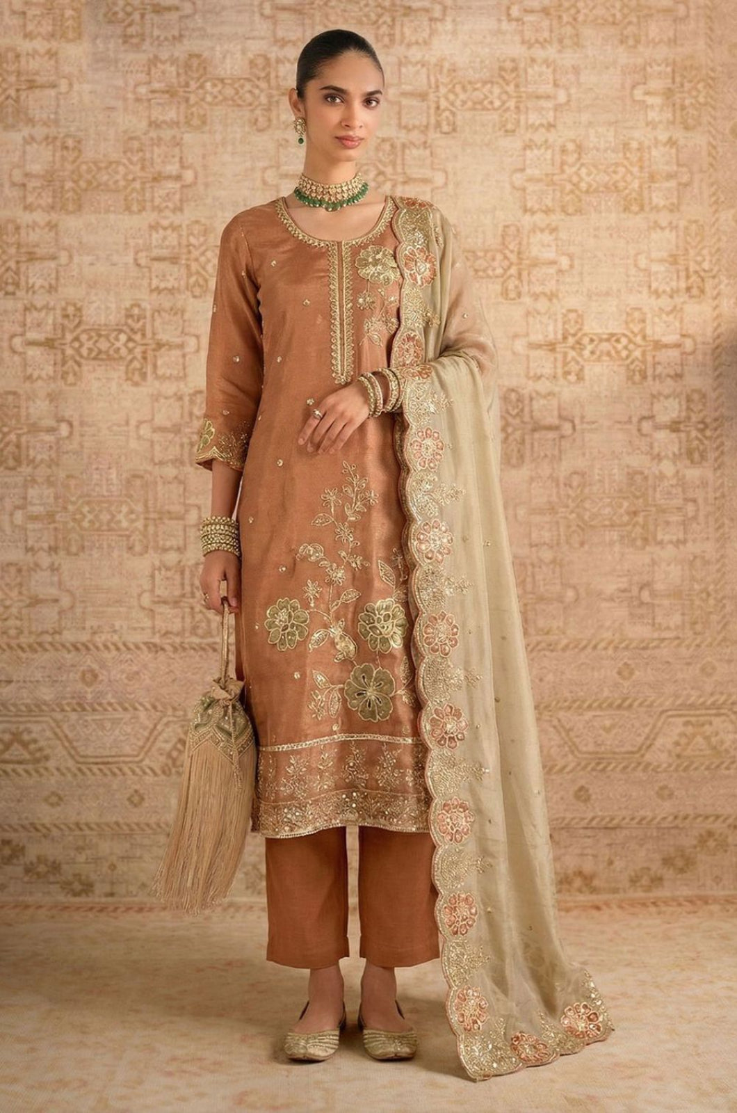 Orange Silk Salwar Kameez - SFSA561104R