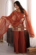Orange Silk Salwar Kameez - SFFK40702R