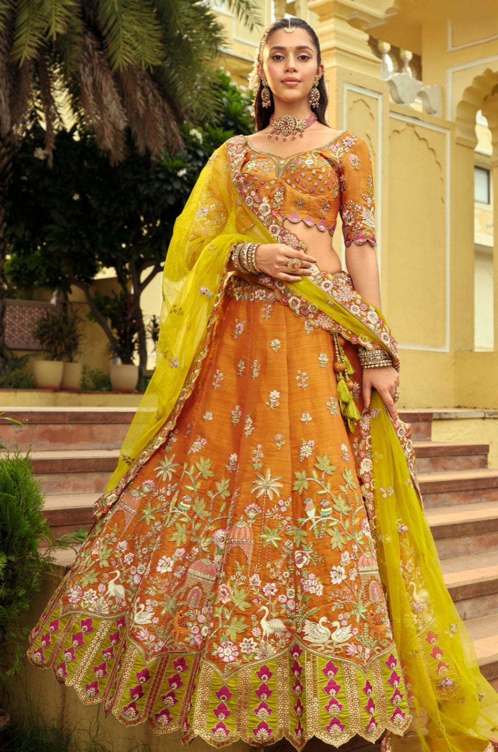 Orange Silk Lehenga Choli - SFSJDN37004