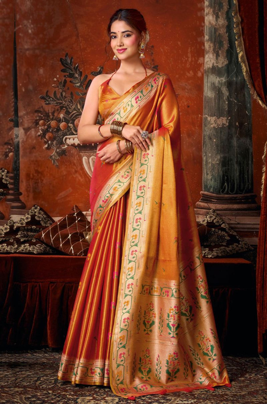 Orange Paithani Sarees - SFSA577803